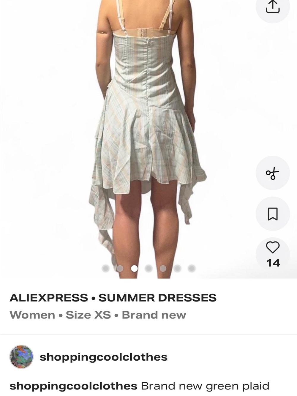 Express Pastel Stripe Asymmetrical Ruffle Sundress - Mint & Peach - Picture 3 of 7